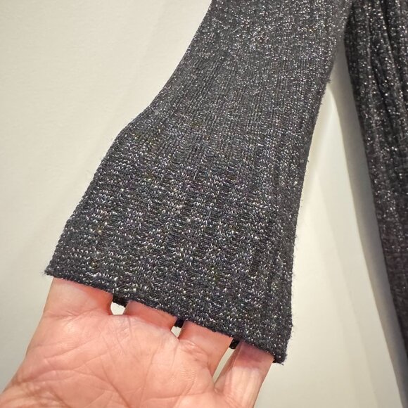 Accent Black Shimmer Metallic Cardigan | Size L | 42” Long - Picture 5 of 7